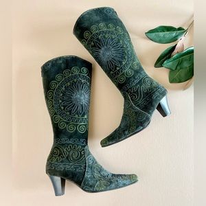 Embroidered Heeled Boots